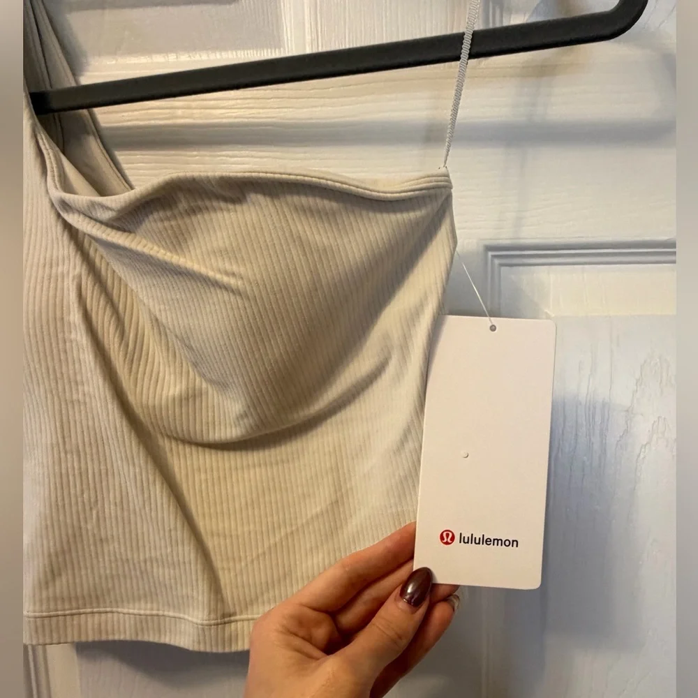 NWT Lululemon Ribbed Nulu Asymmetrical Yoga Tank Top in Bone - Picture 5 of 11